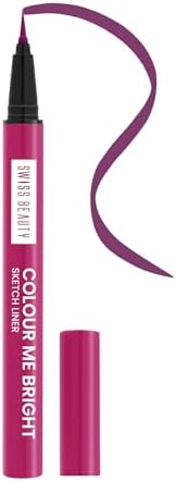 Swiss Beauty Colour Me Bright Matte finish Sketch Eyeliner with soft pen tip applicator | Quick Drying | Waterproof, smudge-proof eyeliner | Shade - Wine Rush, 0.7ml
