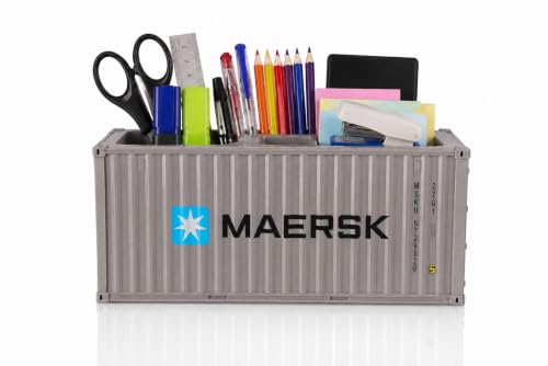 Image of Neonix Desk Organizer Office Supplies Multi Function Shipping Container Style Storage Box Pen Pencil Business Card and Remote Control Holder for Office and Home Gray (Container Storage 6)