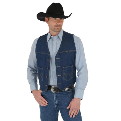 Wrangler Mens Unlined Denim Outerwear Vests, Denim, X-Large US