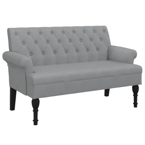 vidaXL Banc avec Dossier, Canapé avec Accoudoir, Banquette avec Pieds en Bois, Siège de Salon Salle de Séjour, Moderne, Gris Clair Tissu