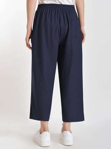 Weintee Women's Lightweight Linen Capri Pants Summer Capris Wide Leg3