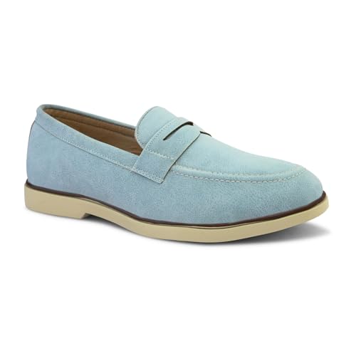 Image of STANPHORD Men Suede Formal Loafer Shoes | Round Toe Slip-On Moccasins | PU Leather Cushioned Anti-Slip | Office Party Business Casual Wear (TPSG 7086)
