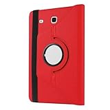Zrengp for Samsung Galaxy Tab E 9.6 T560 T561 T565 T567(2015 Release) Tablet Cover,Ultra Slim Folio Stand Lightweight Leather Case for Galaxy Tab E 9.6' SM-T560 SM-T561 SM-T565 SM-T567 (Ro-Red)