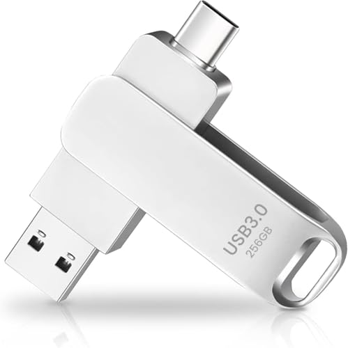 Memoria USB 256GB C Memory Stick para, Dual Drive Pendrive Tipo C y USB OTG 2 en 1 Portátil Impermeable Dual Pen Drive USB C Metal Alta Capacidad Memory Stick para iOS Smartphones,Android, Pc,Tabletas