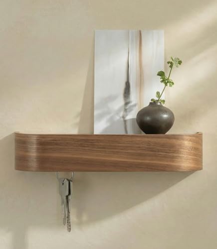Kazai. Portachiavi da Parete 'Toke' | Design di Appendichiavi da Parete di Berlino | Porta Chiavi da Muro con Mensola in Legno | Porta Chiavi Ingresso per Parete e Corridoio | Noce