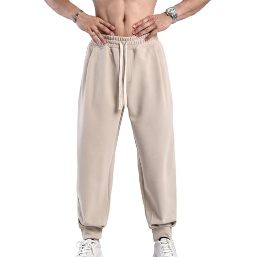 Men's Baggy Sweatpants Drawstring Waist Straight Leg Casual Loose Elastic Bottom Joggers with Pockets, M-3XL3