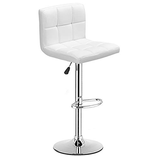 COSTWAY Bar Stool, Modern Swivel Adjustable Armless Barstools, Square Counter Height PU Leather