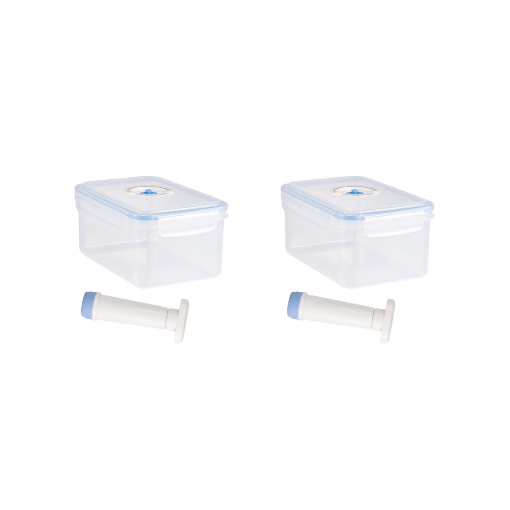 Adoorniequea 2 set Vacuum Container Saver Vacuum Seal Container for Salads Meals Dry Foods 2.2L