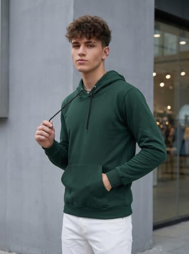 Image of HOODMASTER Unisex Fleece Hoodie Sweatshirt with Pockets Full Sleeves Regular Fit Solid Pattern Hooded Neck and Standard Length | Hoodies for Men & Women