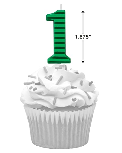 Bougie d'anniversaire Chiffre 1 haut de gamme Papyrus rayures vertes - 3