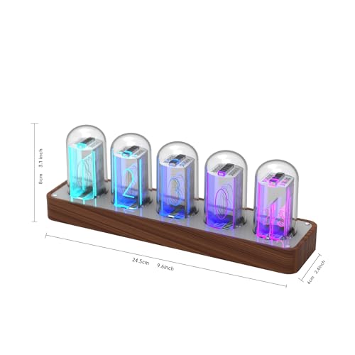 Image of ClocTeck Nixie Tube Clock Walnut Digital Clock, Support Wi-Fi Time SYNC, Alarm & Timer, 12 /24H Display, A Retro Gift for Friends (Wood Grain)