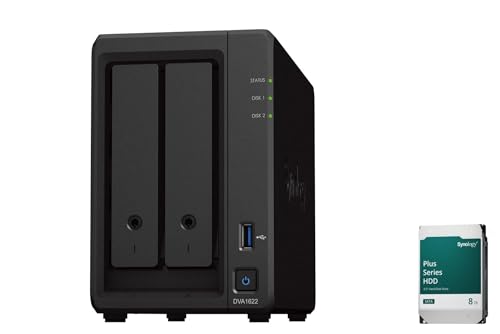 Synology NAS 2�x�C �f�B�[�v���[�j���ONVR DVA1622 & Synology HDD 8TB HAT3320-8Tx2��
