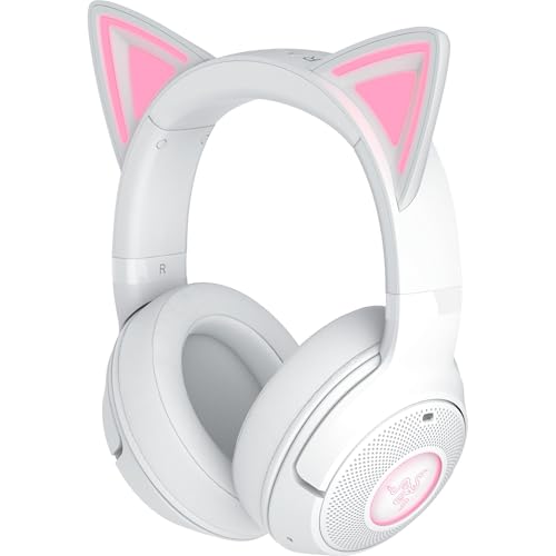 Image of Razer Kraken Kitty V2 BT Wireless RGB Headset: Chroma RGB Kitty Ears & Earcups - Bluetooth 5.2-40 mm Drivers - Noise-Cancelling Mics - Lightweight - 40 Hr Battery w /Type C Charging - White