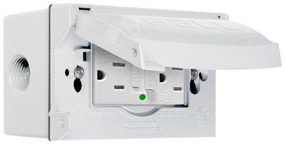 Bell Outdoor 5874-6S 15A 120V White Weatherproof GFCI Outdoor Outlet Kit