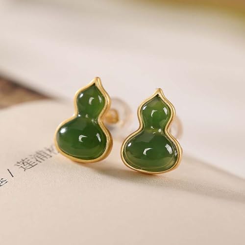 Boucles d'oreilles Jade cadeau de mode, puces gourde en argent sterling