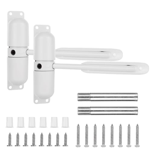 Oungy 2PCS Automatic Door Closer for Home, Heavy Duty Zinc Alloy Auto Door Closer with Spring Tension, Self-Closing Safety Hardware for Interior Doors, White (2-Pack)