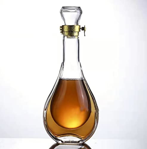 Liquor Bottle Decanter, Lead-Free Crystal Decanter, 17 OZ Whiskey Decanter with Airtight Glass Stoppern, Whiskey Vodka Bourbon Alcohol Decanter for Home, Bar, Gift, Party Decor