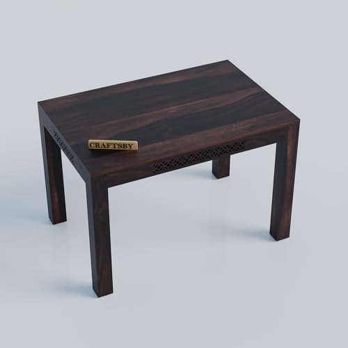 Image of 45 Inch Length Solid Sheesham Wood 4 Seater Dining Table Set | Four Seater Dinner Table with 4 Cushions Chairs | Dinning Table Set 4 Seater for Living Room | Table & Chair Set | Walnut Finish
