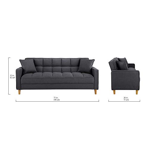 Divano Roma Furniture Modern Sofas, Dark Grey