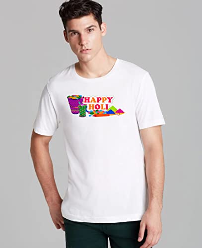 Image of Decor Production Men's /Women's Regular Fit -Colourful - Holi Tshirt Shirt for Men /Women Printed Round Neck Tshirt || Mens /Womens Tshirts Polycotton Half Sleeve