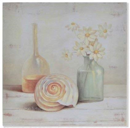 Cadre bois SPA nature décoration murale fleur coquillage 30x30 M1