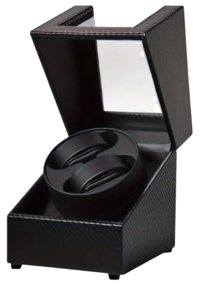 Vitrine watch winder carbone noir pour sublimer votre bureau de nuit