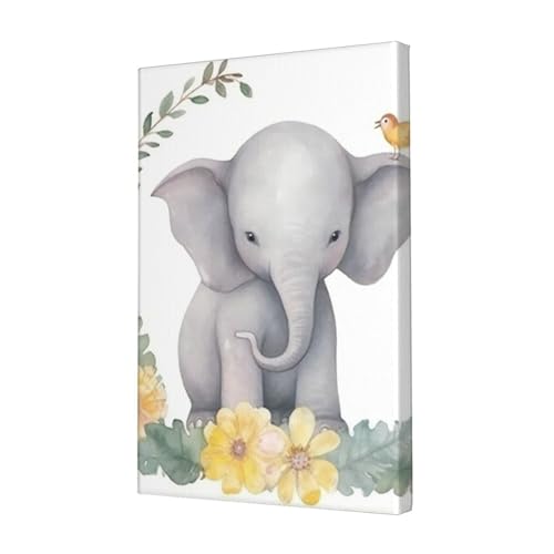 Toile éléphant mignon HD pour un salon élégant au format 30,5x45,7 cm