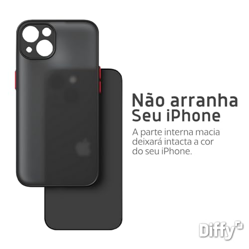 Capinha para iPhone 13 Fosco Capa Translúcida com Proteção de Câmera (iPhone 13, Preto)