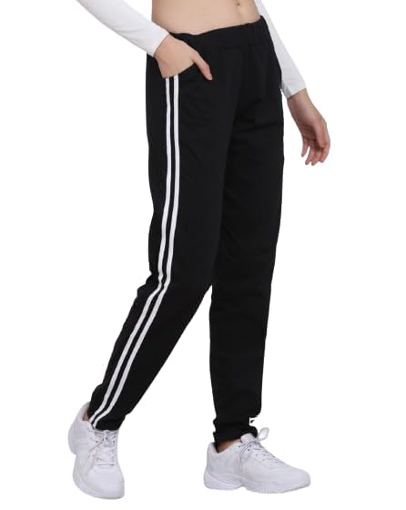 Tora Women’s Casual Track Pants with Side Stripes | Soft Cotton Blend Joggers-image-26