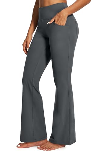 Image of Yoga Pants Women High Waist Workout Bootcut Flare Leggings with Pockets
