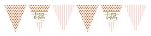 Pink Chic Happy Birthday Metallic Print Flag Bunting