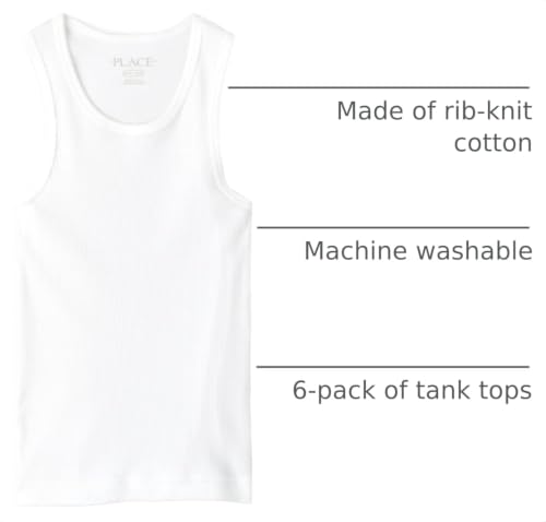 The Children's Place Boys Sleeveless Tank Top Undershirt, White -6 Pack, Large US - image 4