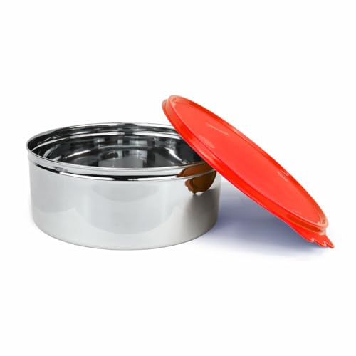Image of SignoraWare Stainless Steel Jumbo Khakra Box /Container | Airtight & Leakproof | Compact & Stylish Design for Kitchen & Travel Use | Ideal for Khakhra, Snacks & Dry Fruits (3.6 LTR | Red)