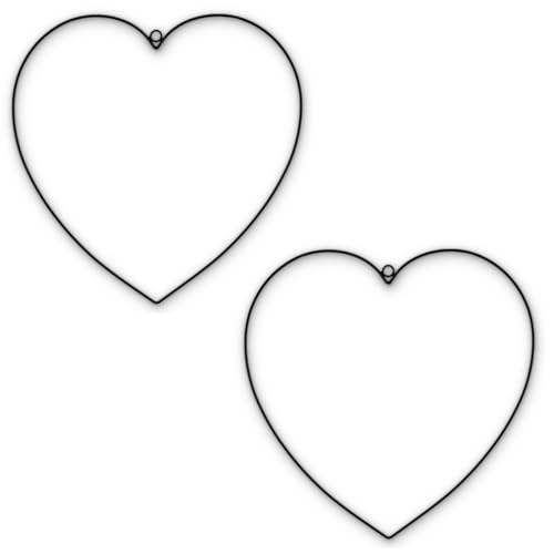 Metall-Herzen 2er Set zum Aufhängen Ø 30 cm schwarz als Draht-Herzen zum Basteln für Herz-Deko