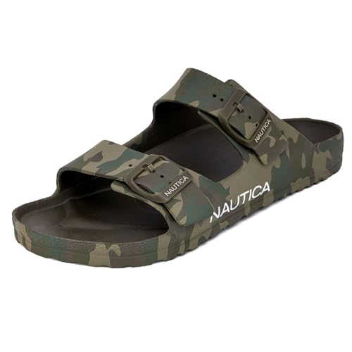 Image of Nautica Men's Two-Strap EVA Slide Sandals, Adjustable Buckle Comfort Footbed, Lightweight Waterproof Slip-On Beach and Casual Pool Sandals