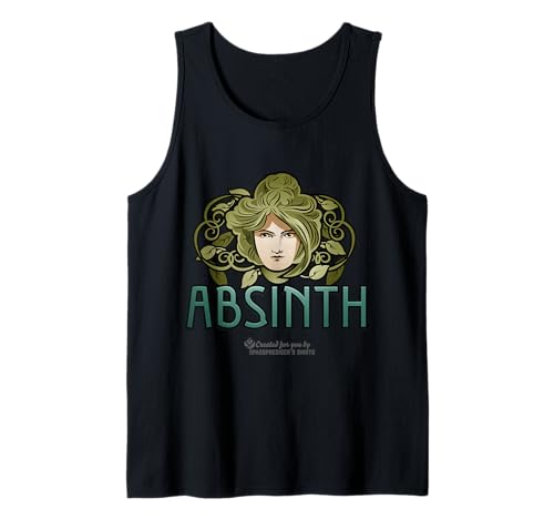 Absinth Green Fée Visage de Femme Feuilles Absinth Débardeur