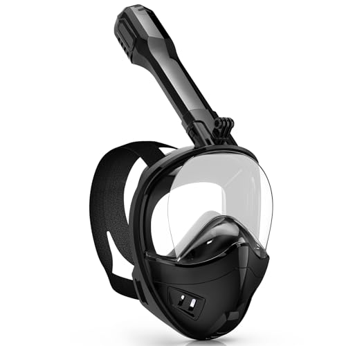 Máscara de Snorkel de Cara Completa Snorklix para Adultos y Niños con Sistema de Respiración Seco y Soporte para Cámara, Vista Panorámica de 180 Grados miniatura 1