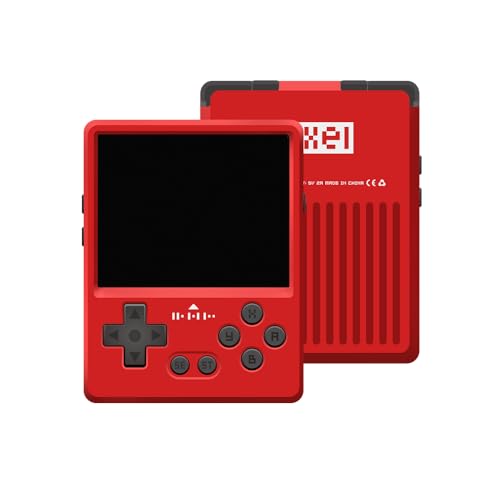 GKD Pixel 2 Console Metal Retro Game Player, Preinstalled 64GB TF Card, 1800mAh Battery, 2.4-inch IPS Screen, Aluminum Body (Red, 64GB)
