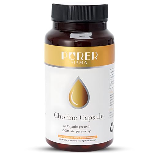 Purer Mama Choline Bitartrate 550mg 60 Capsules | Cognitive Function Brain Health & Cellular Support | Supplement for Adults and Pregnant & Breastfeeding Mothers