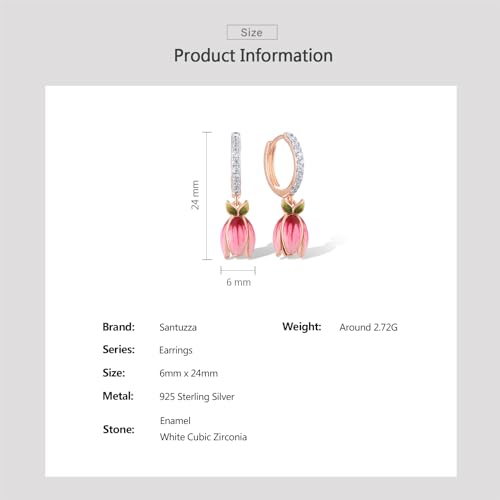 Santuzza 925 Sterling Silver Enamel Tulip Cuff Pierced Earrings for Women4