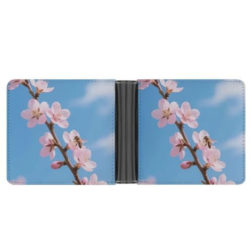 Cherry Blossom Men Wallet Slim Thin Credit Card Women Money Clip Leather Bifold Front Pocket Wallets