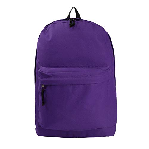 Mochila clássica básica, mochila escolar para estudantes, mochila simples de sobrevivência de emergência, Roxa, 18 Inches, Mochilas Daypack