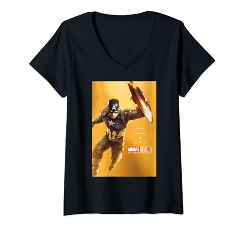 T-shirt Captain America Marvel Studios femme col V vêtement imprimé graphique