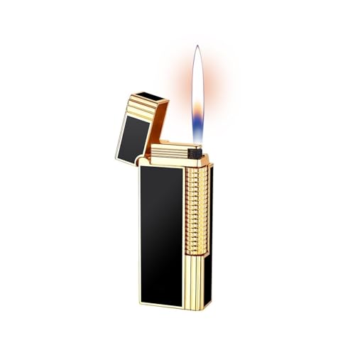 Encendedor de llama suave resistente al viento, con llama ajustable, recargable, adecuado para velas de cocina y camping (butano no incluido) (negro)