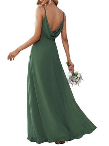 Image of Ever-Pretty Women's Summer Backless Spaghetti Strap Chiffon Bridesmaid Dresses Empire Waist Formal Wedding Guest Dress