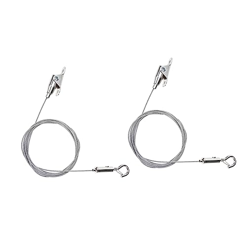 Image of DOITOOL 2Pcs Stainless Steel Wire Rope Hangers with Heavy Duty Hooks for Picture Sign and Chandelier Hanging Adjustable Self-Locking Wire Rope Hanger Kit for Wall Ceiling and Display Boards