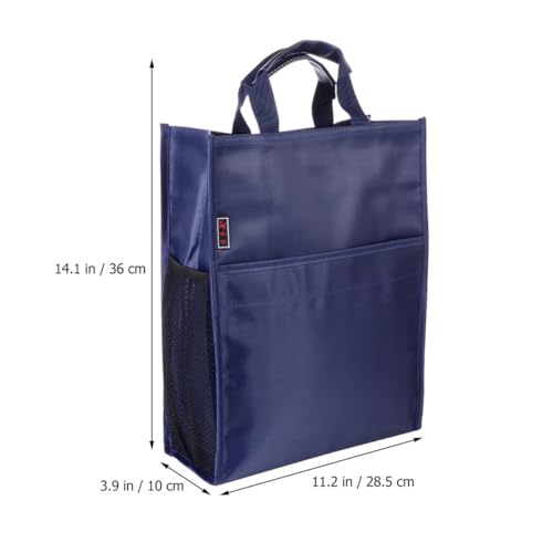 Bolsa de archivo con compartimentos separados para organizar documentos azul 2
