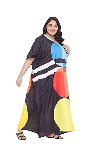 Image of Oussum Women Polyester Casual Long Plus Size Beach Caftan Cover Up Maxi Dress 1X-3X Summer Kaftan Dresses for Women