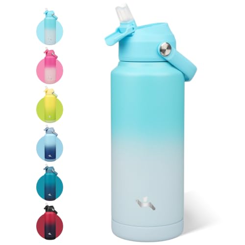 Image of Konokyo 32 oz Insulated Stainless Steel Sports Water Bottle with Straw Lid
