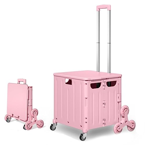 Carrito de escalada de escaleras con mango telescópico y ruedas silenciosas, carrito de compras plegable para comestibles, viajes y uso en almacén